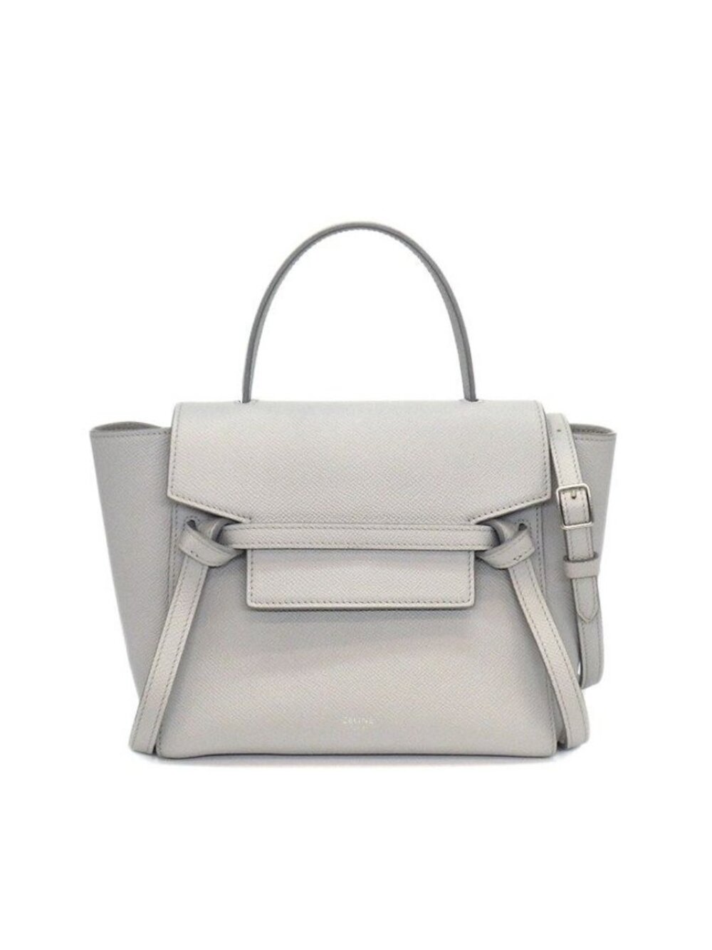 Celine Handle Shoulder Bag Nano Light Gray Calfskin Silver